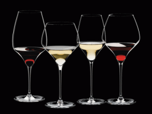 various shaped wine glass stemware