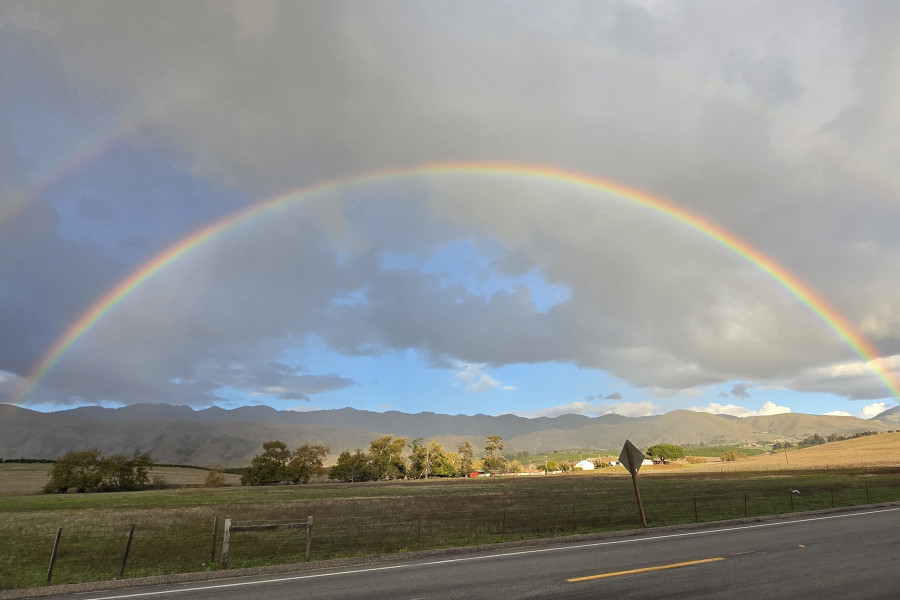 Full Double Rainbow over SLO Coast Vineyard