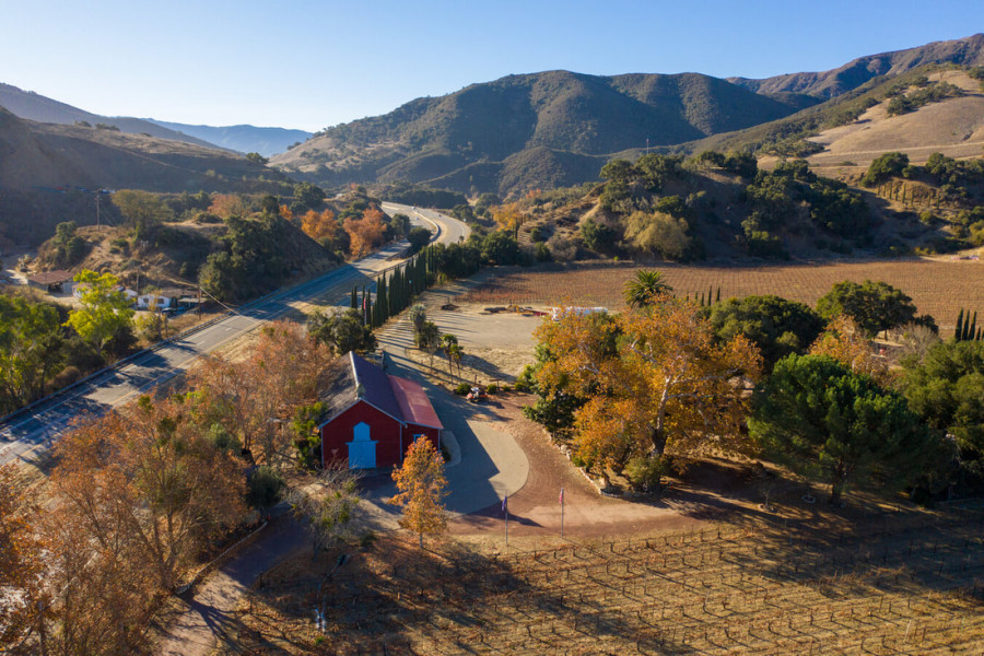 Arial view Vega Vineyard in Santa Barbara Wine Country, host to SB Vintners Festival